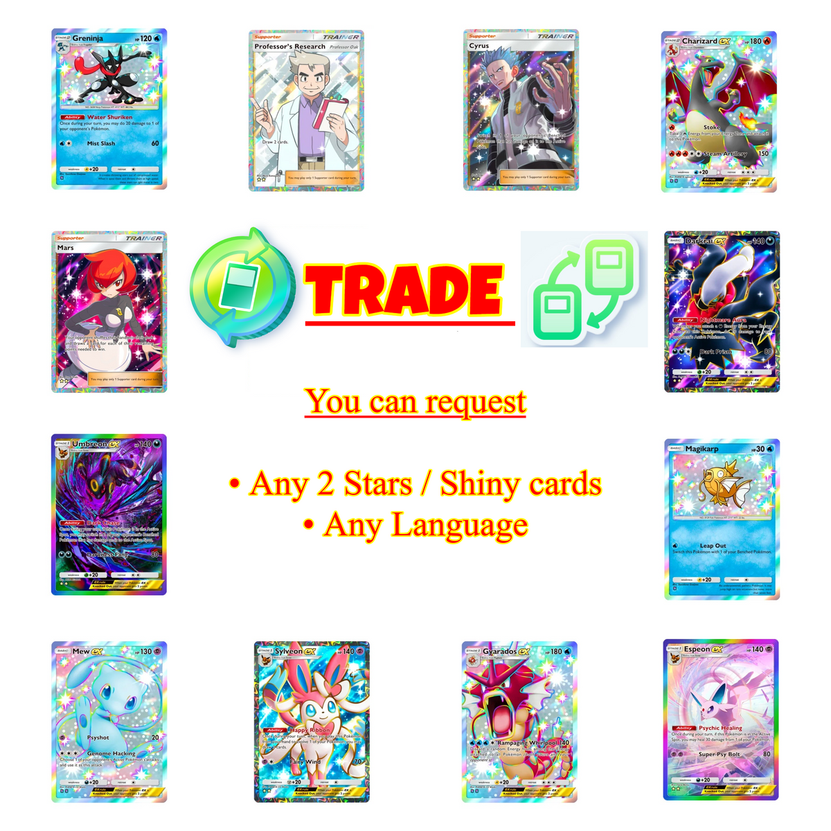 Pokemon TCG Pocket - Custom Trade Request ( / Shiny / Professor Rese ZZ Reroll Pokemon TCG Pocket - Custom Trade Request ( / Shiny / Professor Rese ZZ Reroll