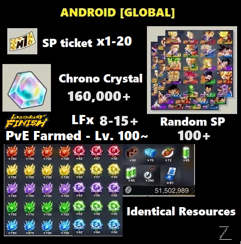 Dragon Ball Legends - Fresh Resource Starter Accounts (Android Semi-Farmed EX)