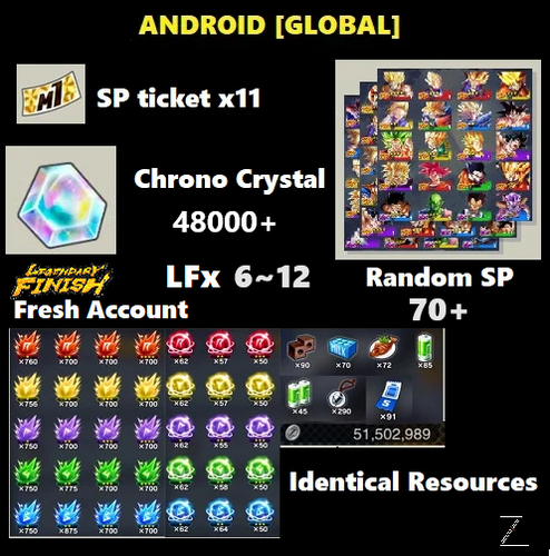 Dragon Ball Legends - Fresh Resource Starter Accounts (Android)