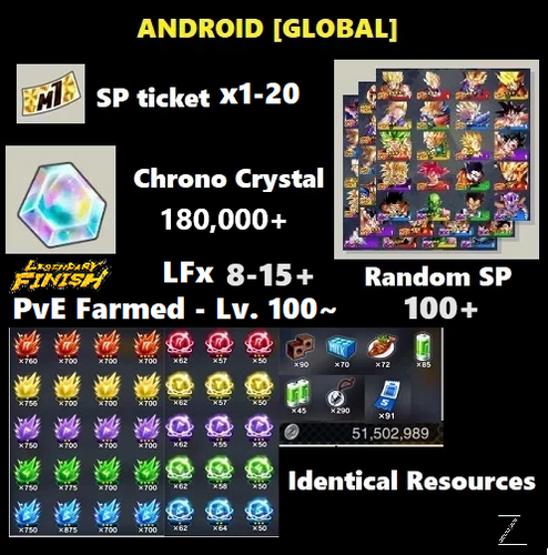 Dragon Ball Legends - Fresh Resource Starter Accounts (Android Semi-Farmed EX)