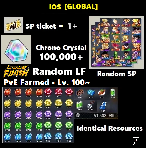 Dragon Ball Legends - Fresh Resource Starter Accounts (IOS Semi-Farmed)