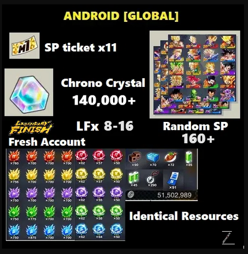 Dragon Ball Legends - Fresh Resource Starter Accounts (Android EX)