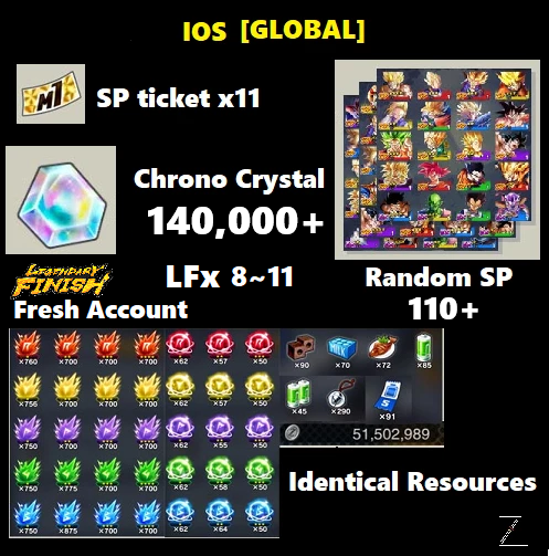 Dragon Ball Legends - Fresh Resource Starter Accounts (IOS EX)