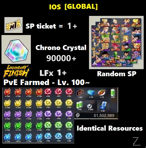 Dragon Ball Legends - Fresh Resource Starter Accounts (IOS Semi-Farmed)