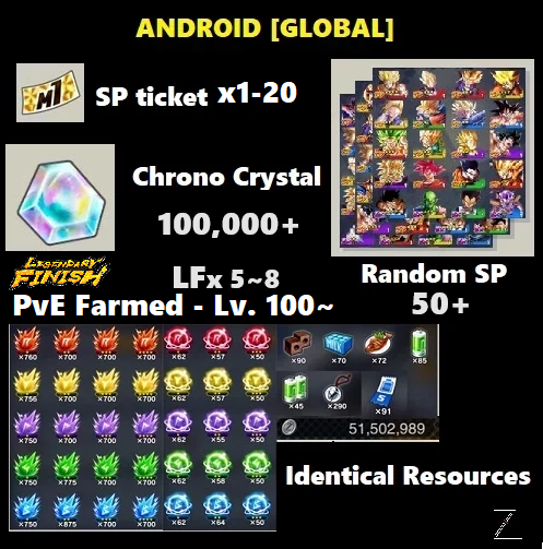 Dragon Ball Legends - Fresh Resource Starter Accounts (Android Semi-Farmed)