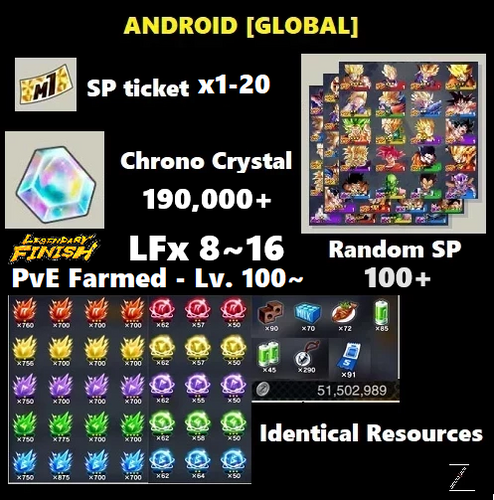 Dragon Ball Legends - Fresh Resource Starter Accounts (Android Semi-Farmed EX)
